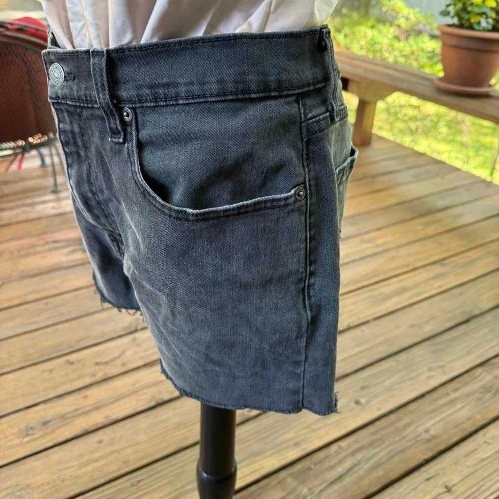 Levis Denim Cut Off Shorts Washed Black Gray Frayed Hem Mens 30